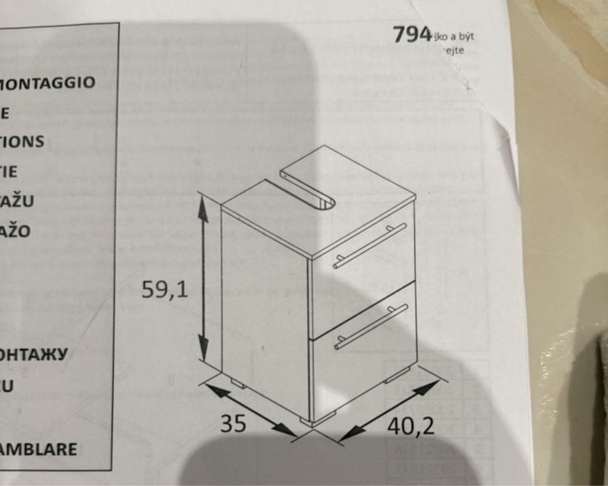 Szafka pod umywalkę carlos 40 cm szerokosc antracyt