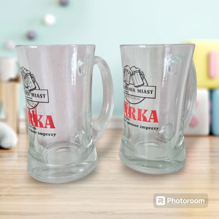 Kufel pokal do piwa komplet 2 sztuki Warka 250 ml