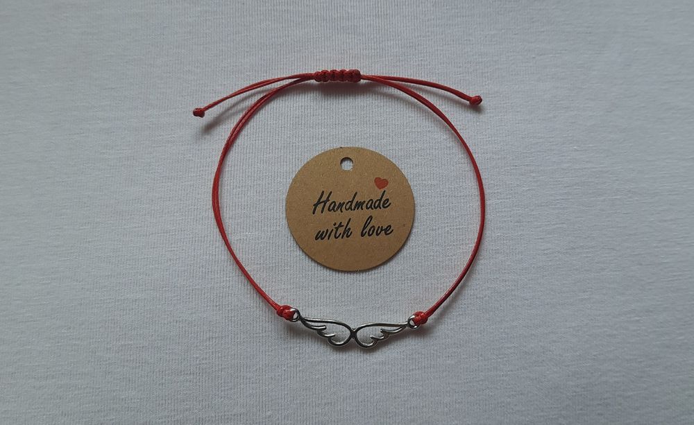 Bransoletka szczęścia handmade  makrama skrzydełka talizman szczęścia