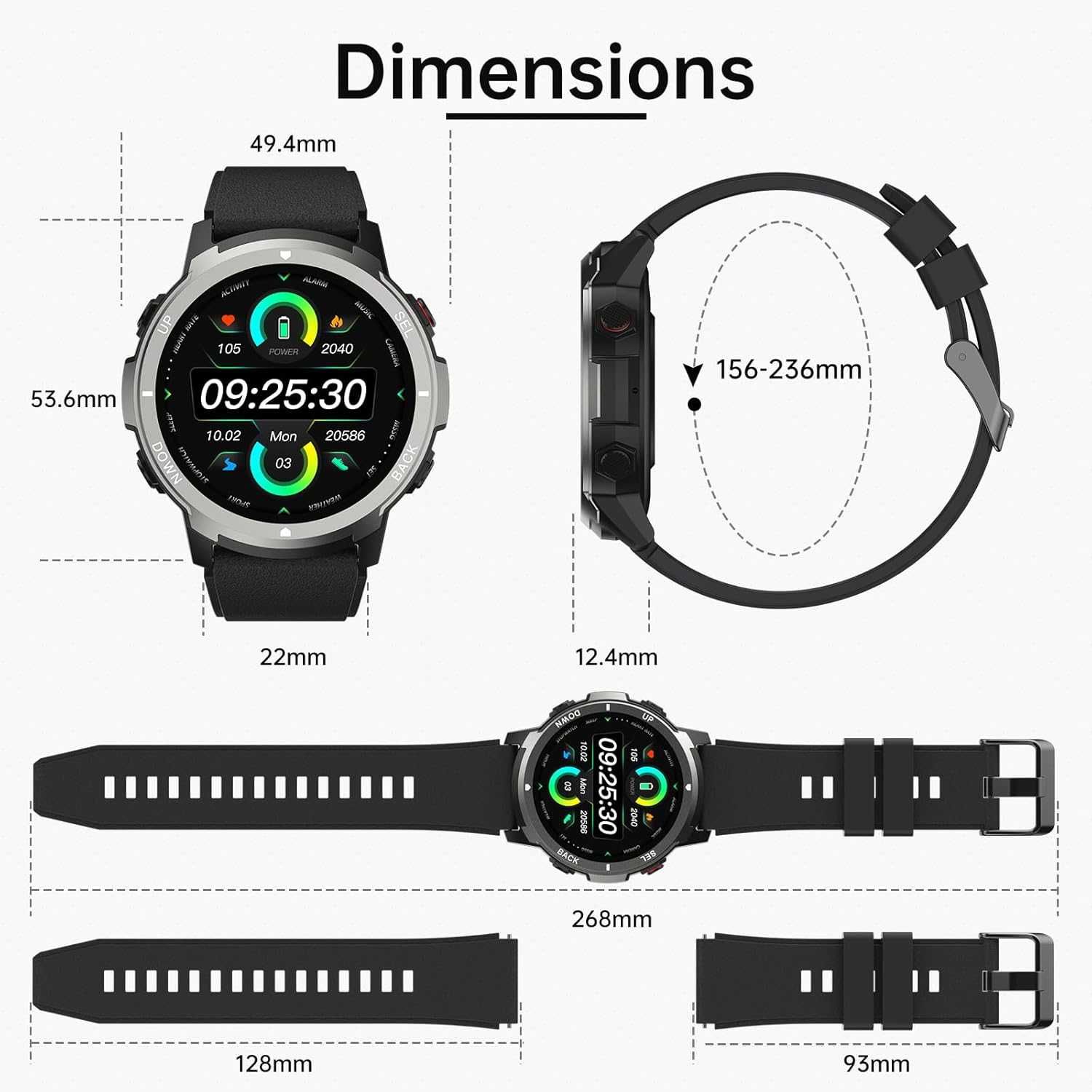 Inteligentny zegarek, smartwatch 1,39", tętno, IP68 S52 LLKBOHA spp1
