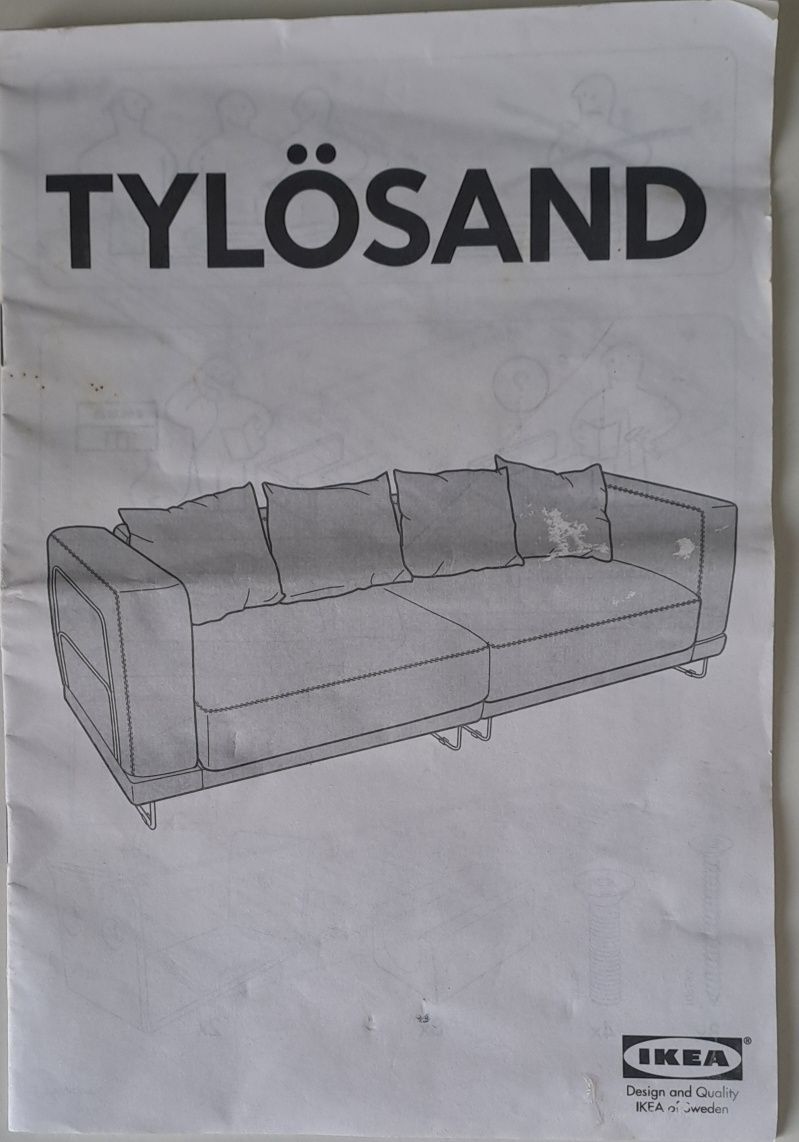 Sofá Cama TYLÖSAND Ikea 3 Lugares, com arrumação e almofadas. Estimado
