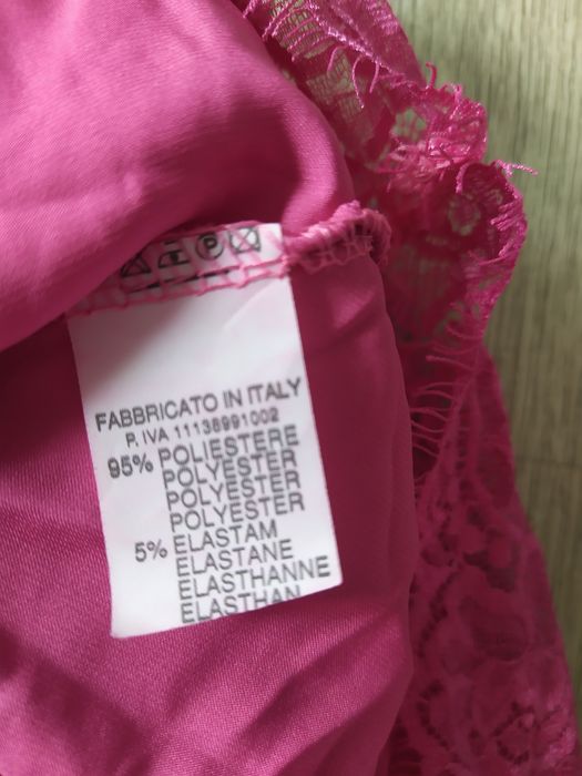 różowy top z koronką M L vintage