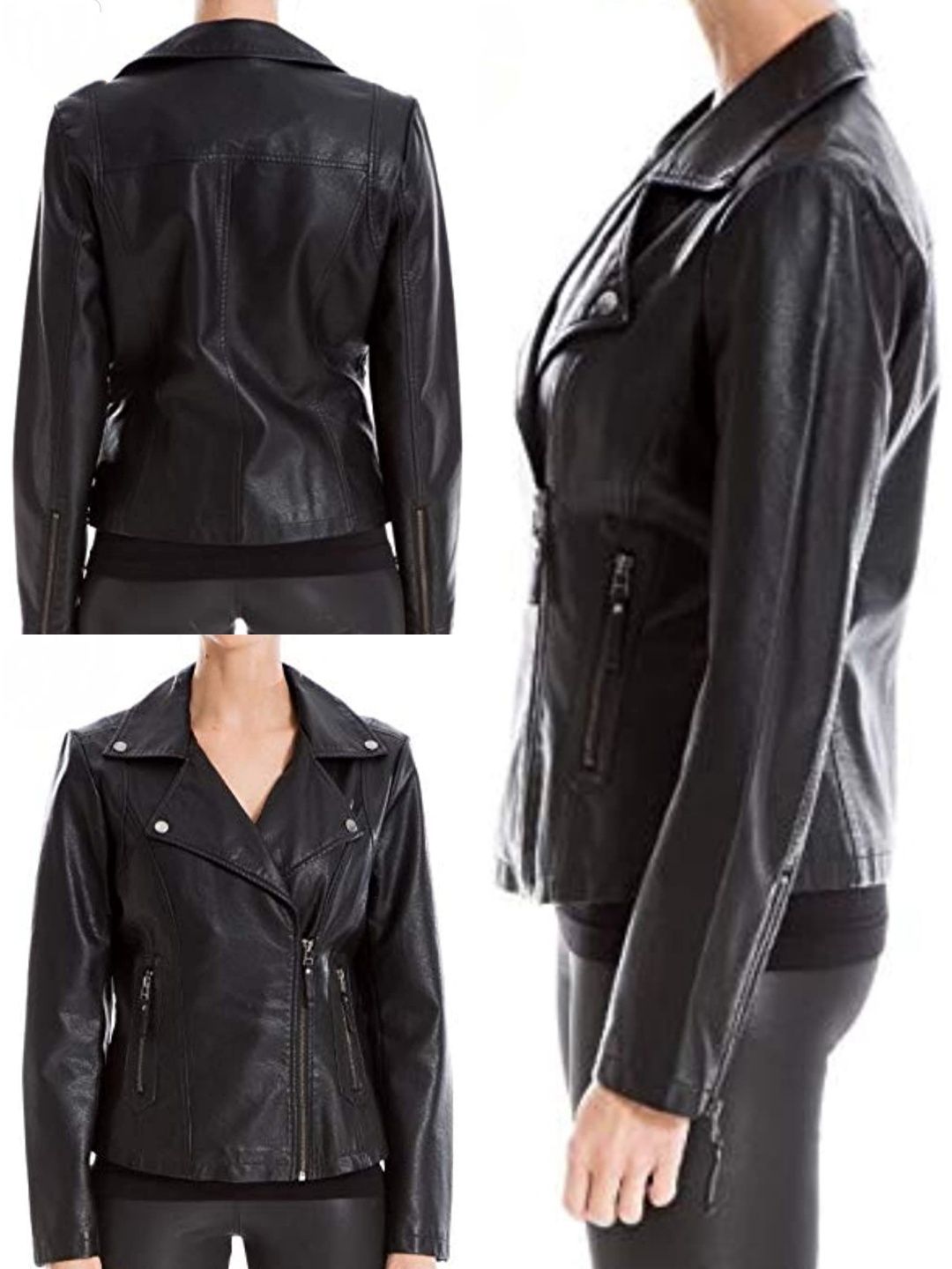 Чорна куртка косуха із якісної штучної шкіри Max Studio у розмірі L