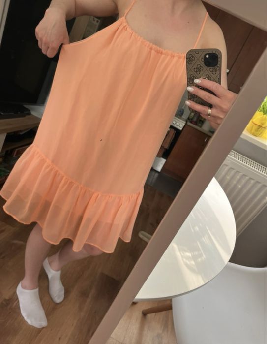 Sukienka letnia candy neon pomarańcz ramiączka zwiewna lekka