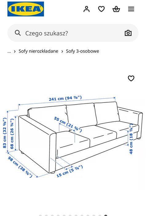 Kanapa sofa Vimle IKEA grantowa