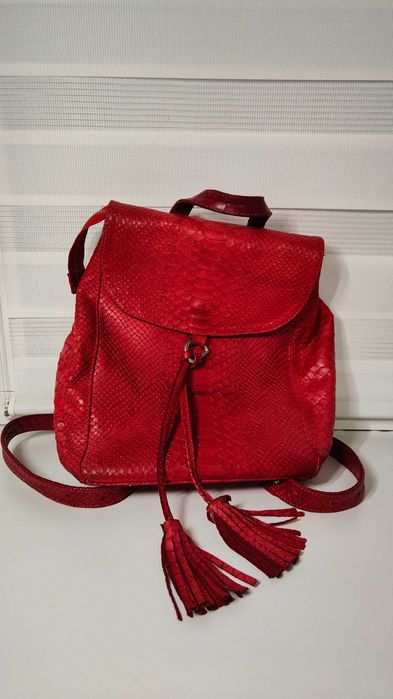 Сумка-Рюкзак Червона із натуральної шкіри