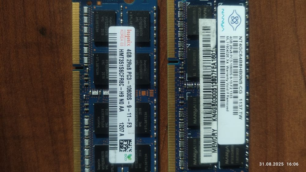 Операт. память SO-DIMM 4GB 1333,также для ПК 4,8Gb.ddr3