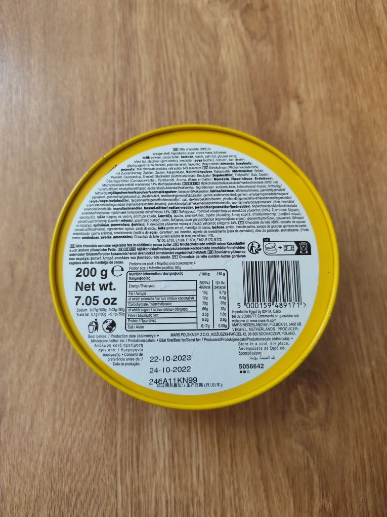 Caixa lata M&ms amarela