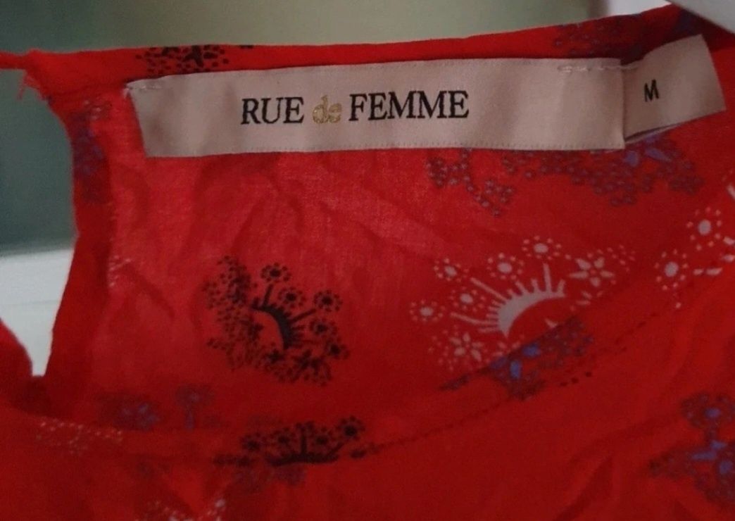 Sukienka czerwona r.M rue de Femme piękna modna z falbankami wiskoza