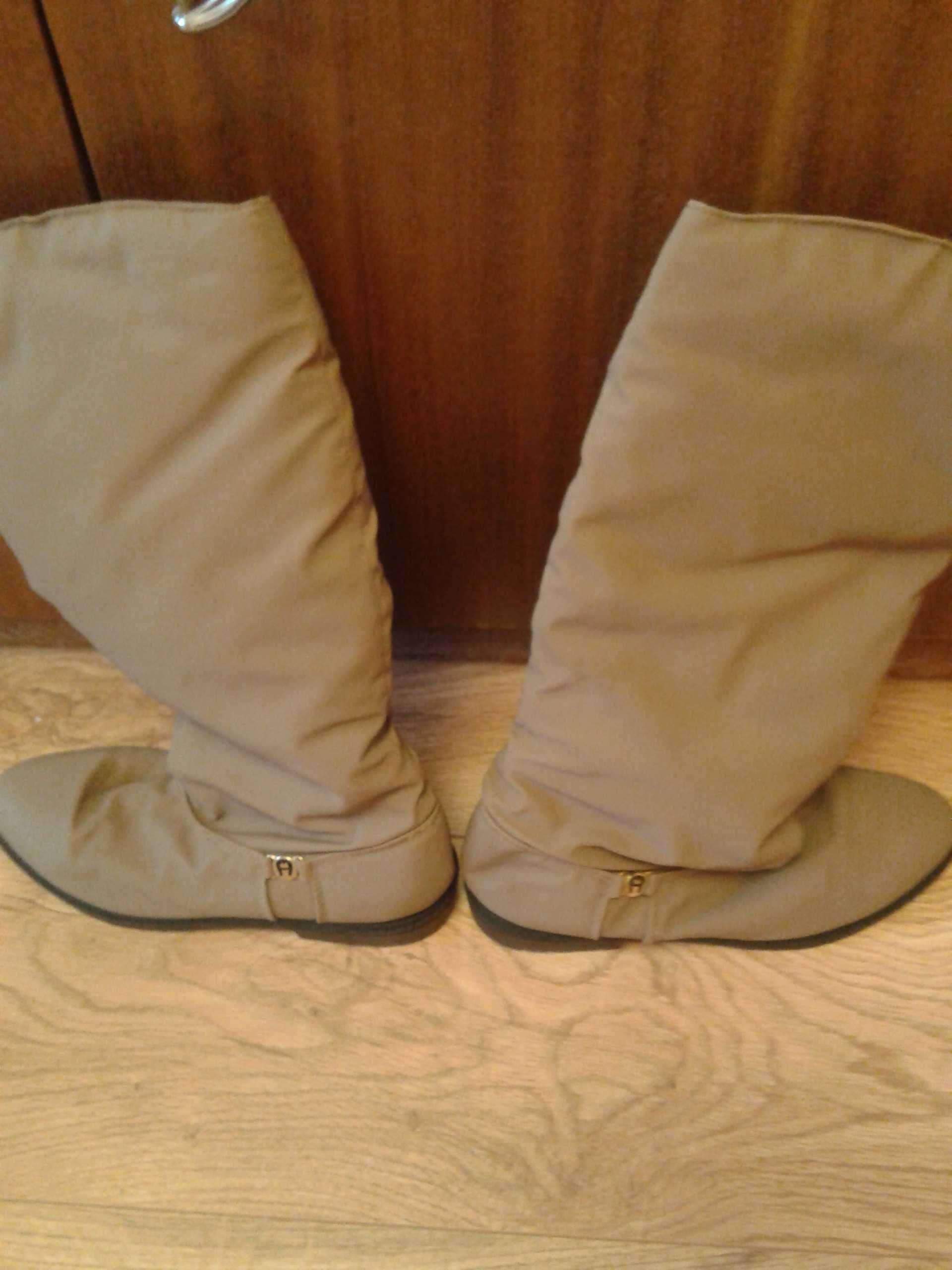 Buty kozaki, kolor taupe, rozmiar 37, nowe, ekoskóra