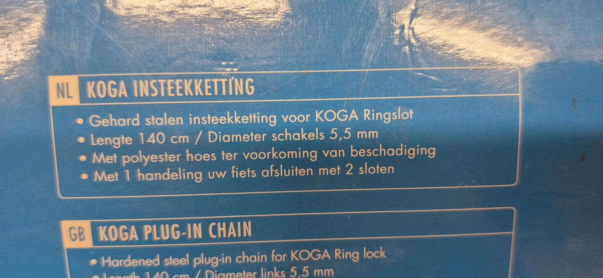 Zabezpieczenie.  Łańcuch Koga do blokady AXA.  140cm.
