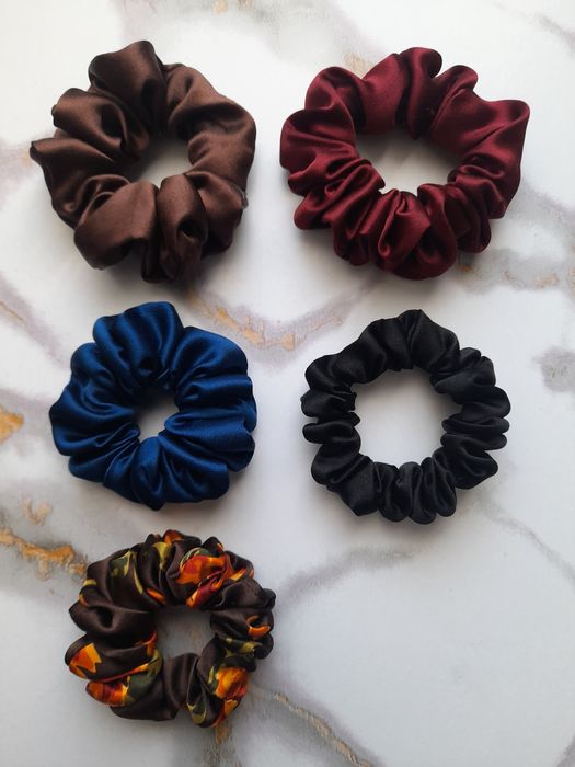 5 scrunchies jedwab naturalny 100%