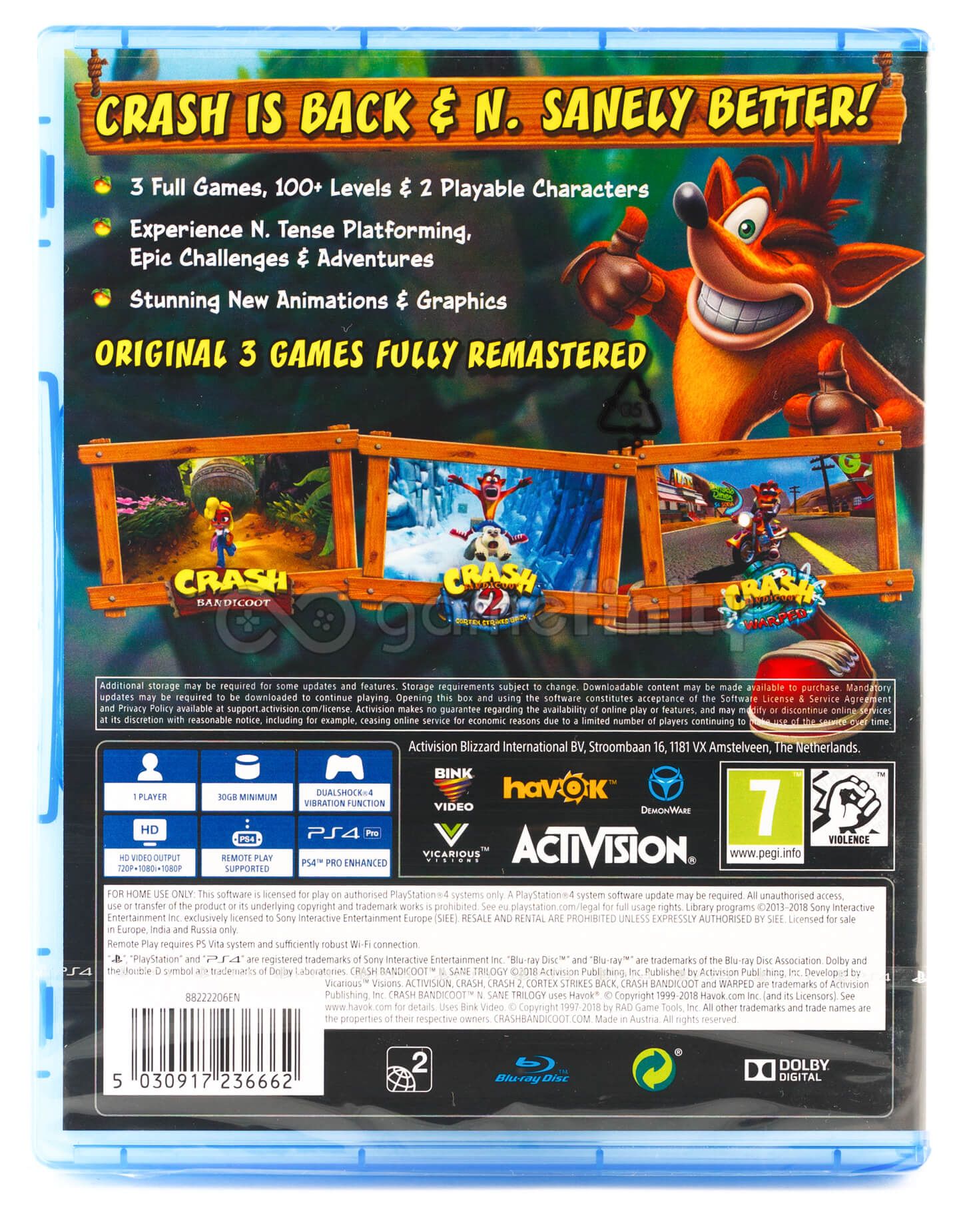 Crash Bandicoot N. Sane Trilogy (PS4) Gra nowa w folii