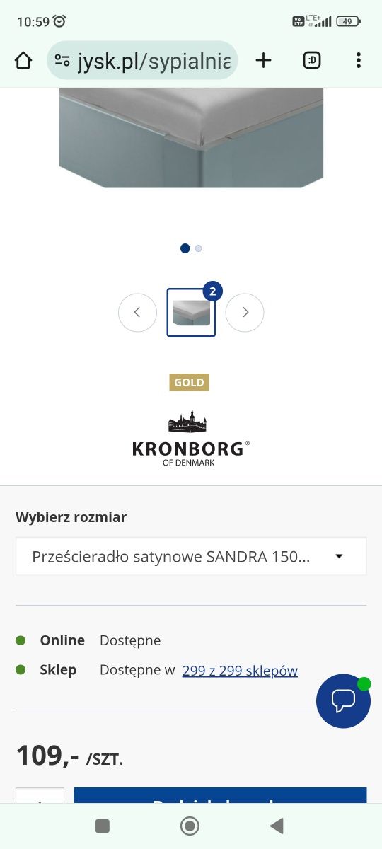 OKAZJA Prześcieradło Kronborg szare 150x250 NOWE