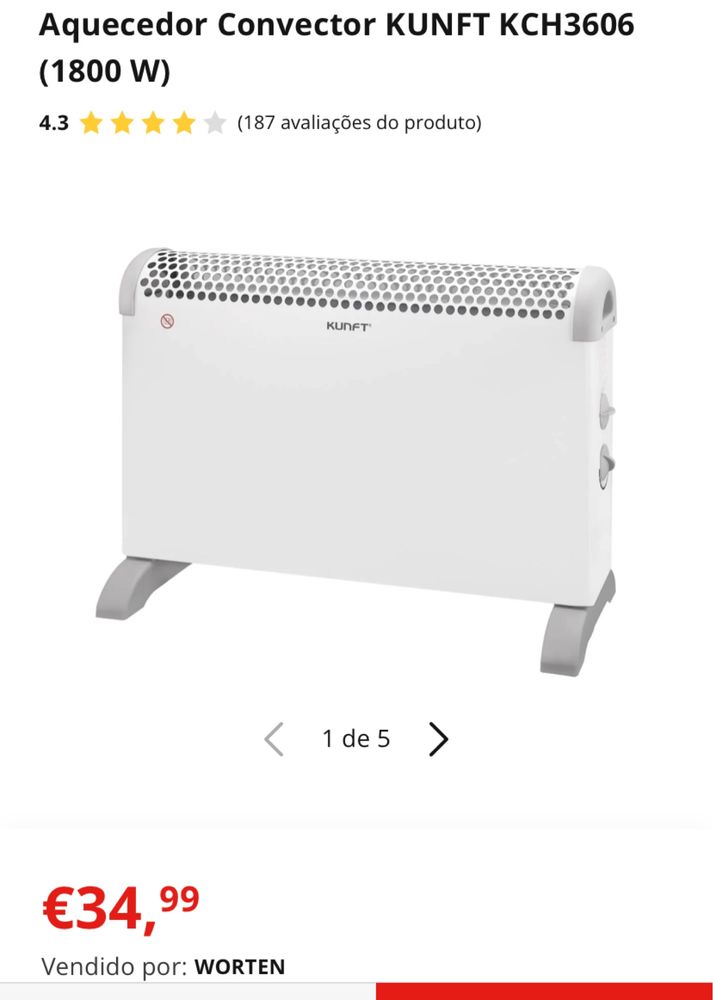 2 Aquecedores Convector KUNFT  1800W - c/ garantia