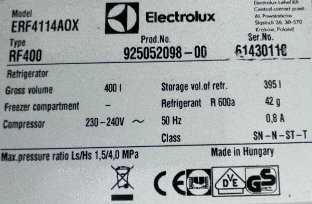 Холодильна шафа б/в Electrolux 185см металік Крапельний #07417