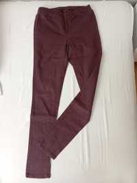 Bordowe burgundowe spodnie rurki jegginsy Pieces Vero Moda 36 S 38 M