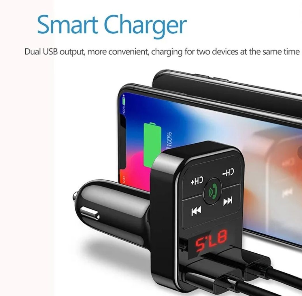 Smart charger inteligente com multifunções Bluetooth Carregador MP3 FM