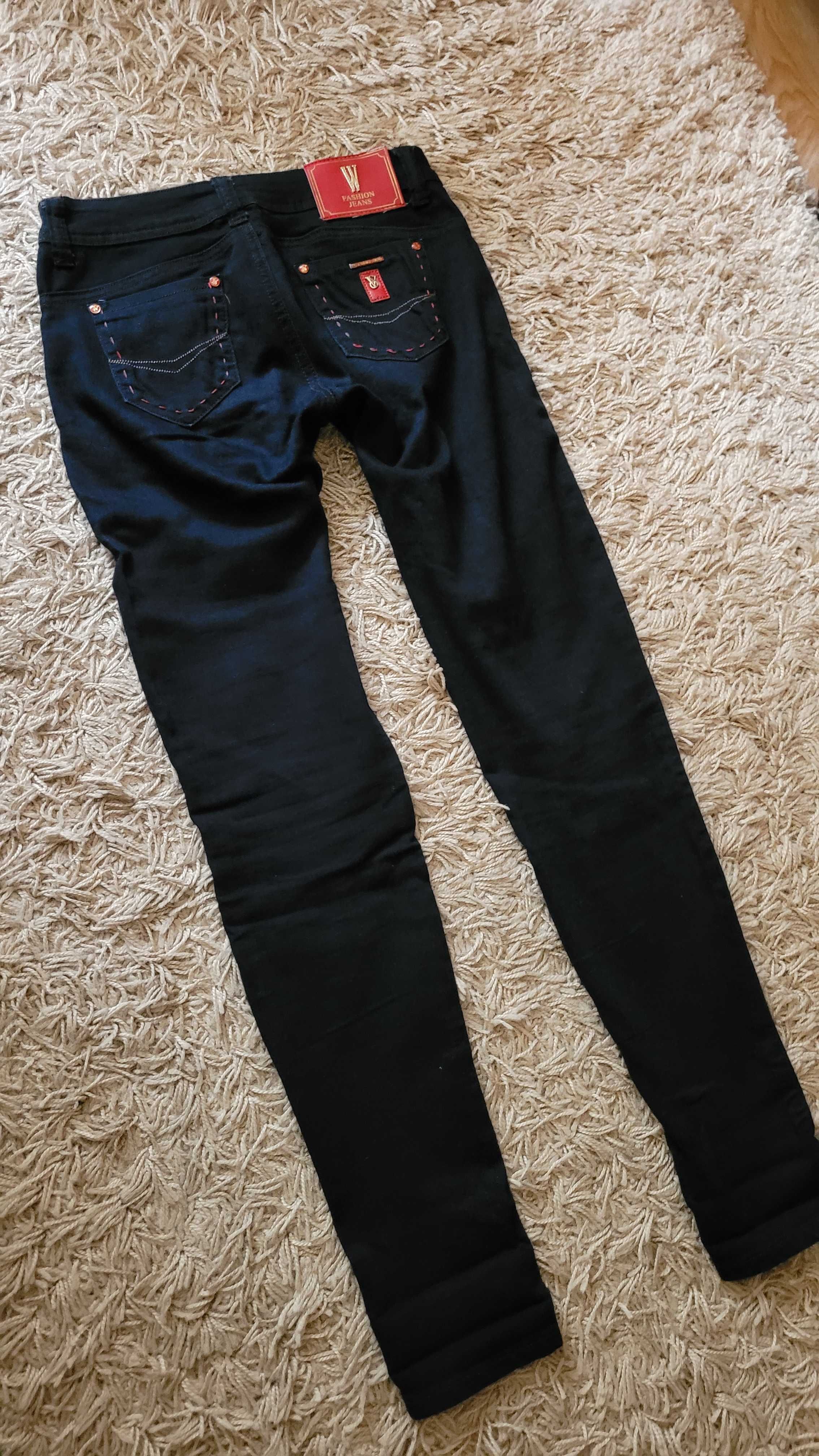 Jeansy 28 skinny b.ciemny granat zwężane 36/38