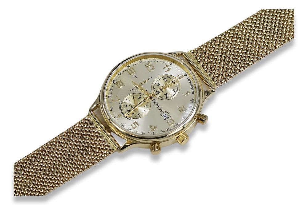 Złoty zegarek 14k 585 z bransoletą męski Geneve mw005y&mbw014y Gdańsk