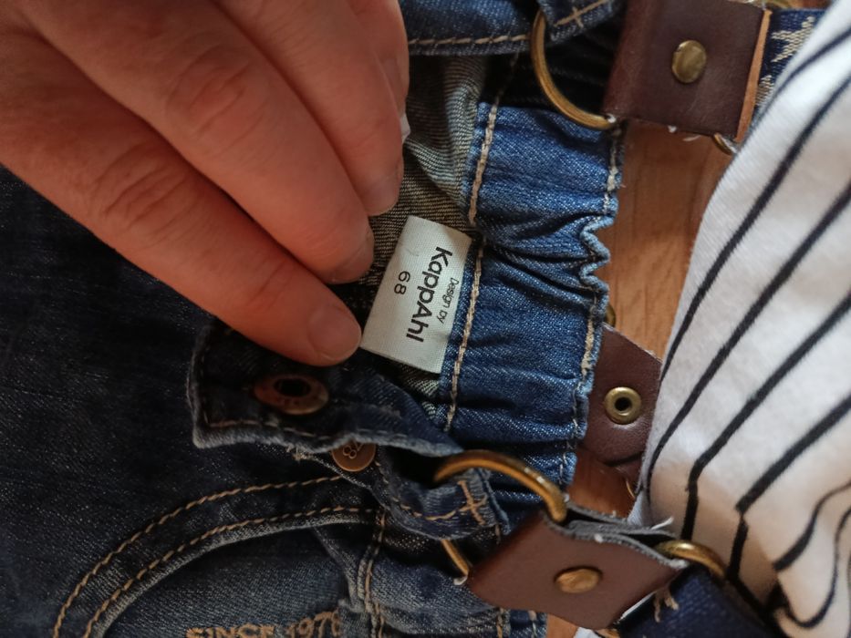 Spodnie na szelkach KappAhl 68, koszula body hm 68