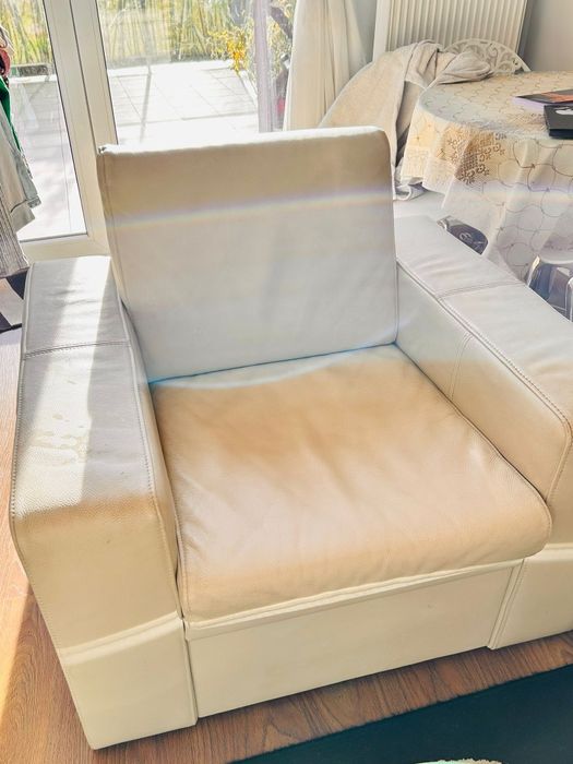 Fotel skórzany - biały