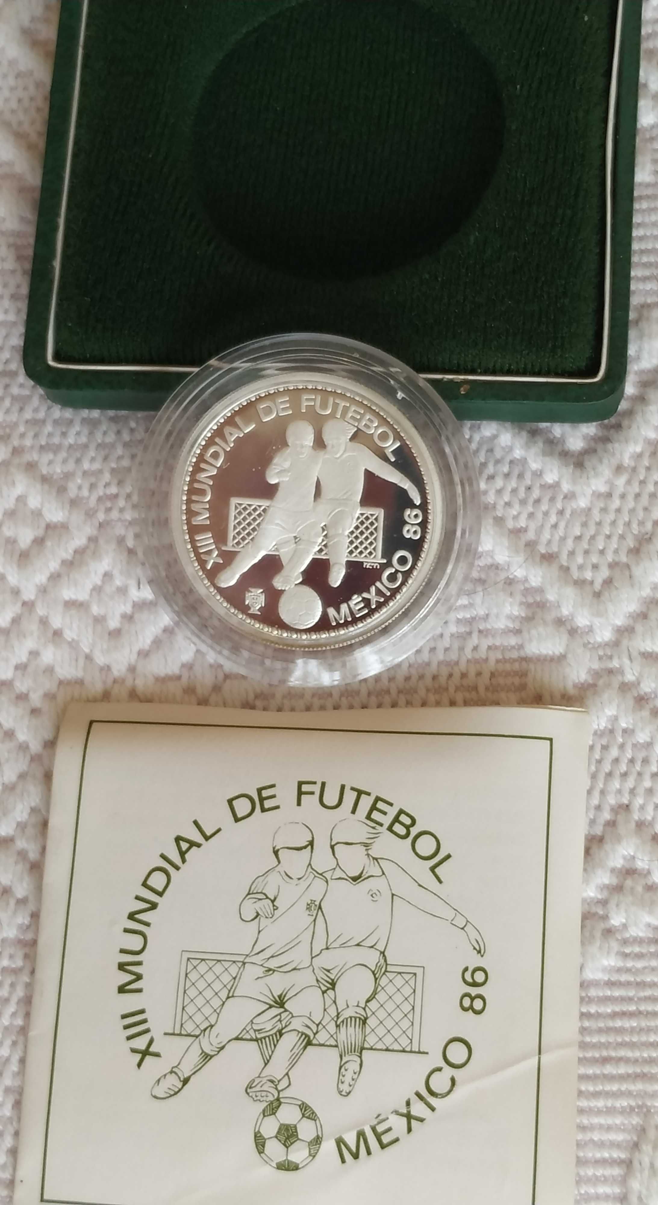 Portugal-moeda de prata proof de 100 escudos México 1986 (cx.+certif)