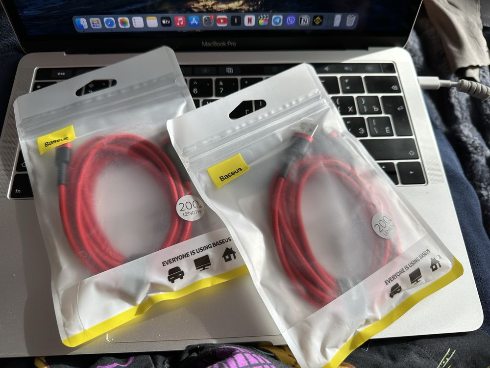 Кабель синхронізації даних Baseus USB For Type-C 3A 2m Red-Red