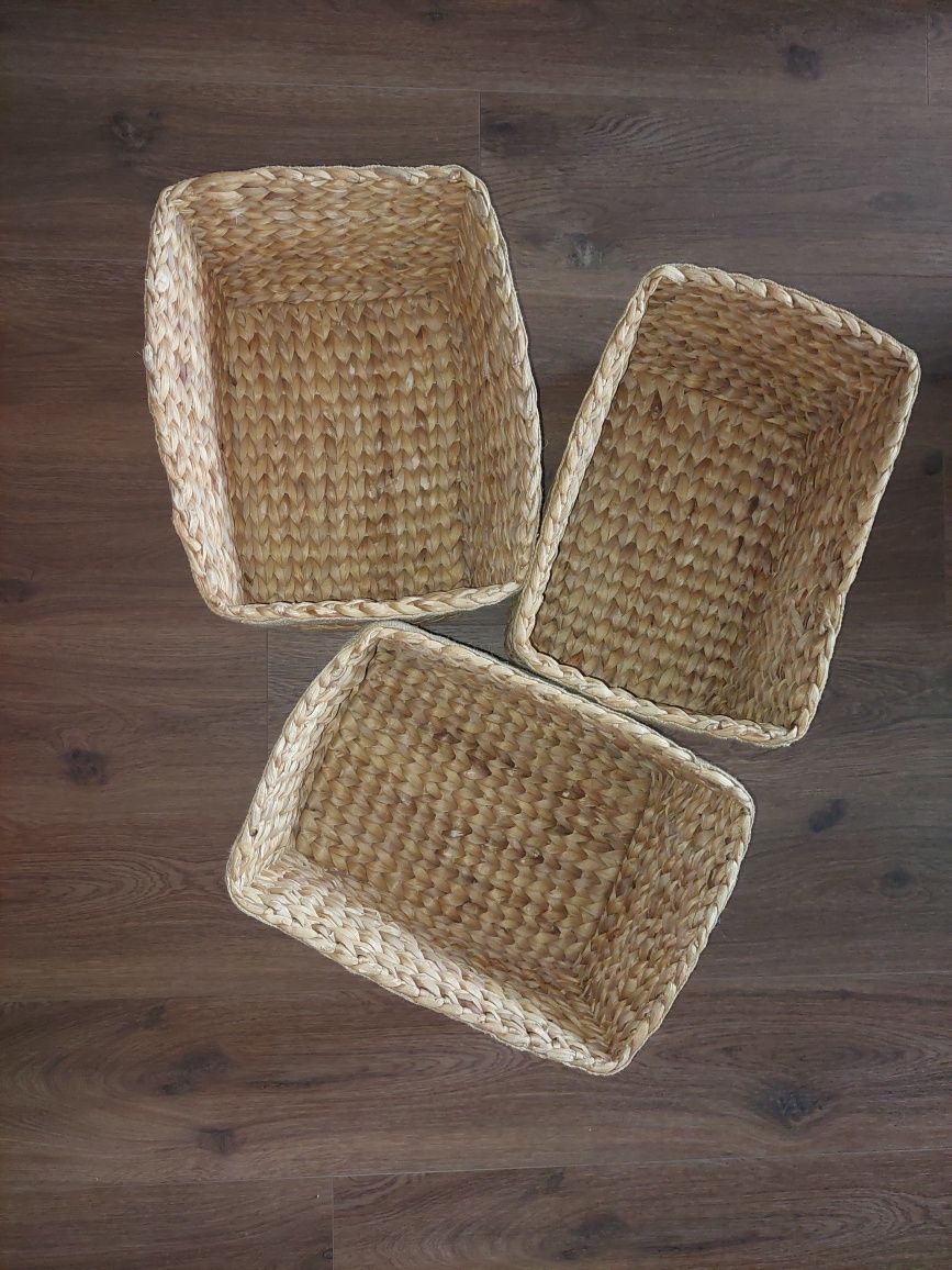 3 kosze pudełka z trzciny
