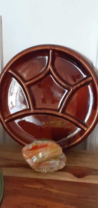 Talerz dzielony porcelit sygnowany retro