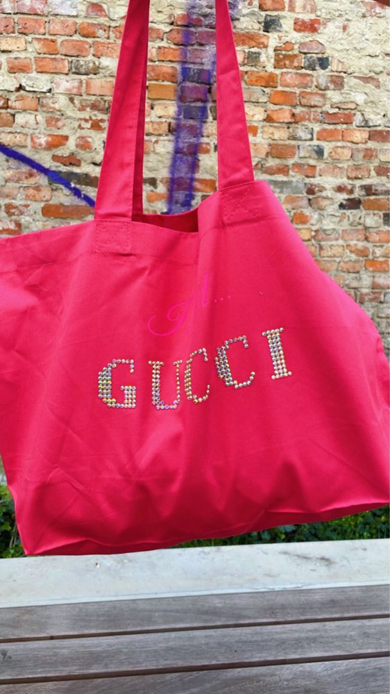 Torba plażowa , zakupowa I feel GUCCI różowa , duza .