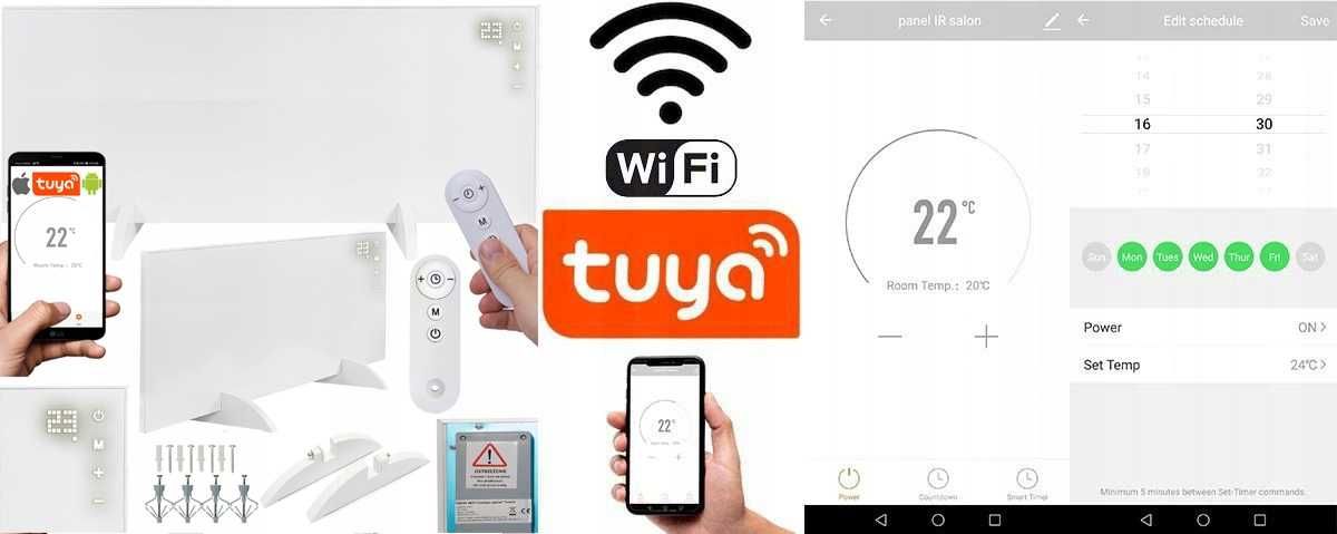 Grzejnik 770W na podczerwień promiennik DOTYK PILOT WIFI PANEL IR
