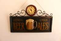 Relógio de parede placa decorativa vintage brewing beer london ales