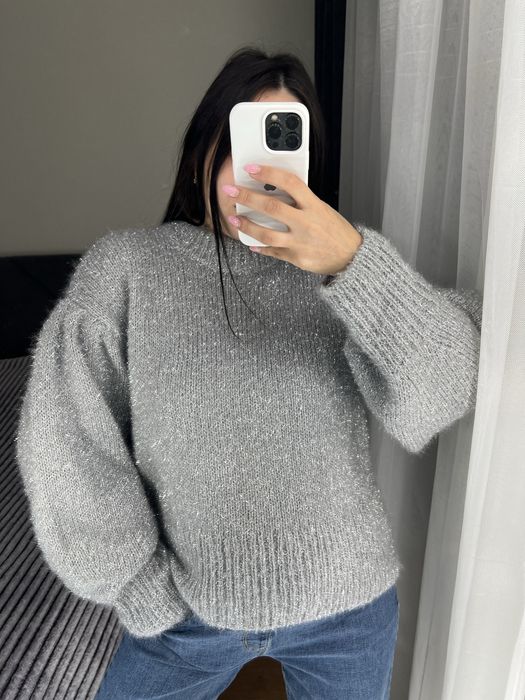 Розкішний H&M светр светрик кофта тепла під горло пуловер з люрексом