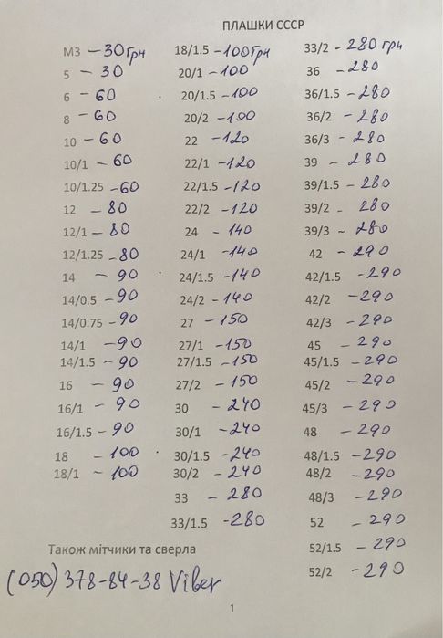 Продам плашки та мітчики радянського виробництва в наборі.
