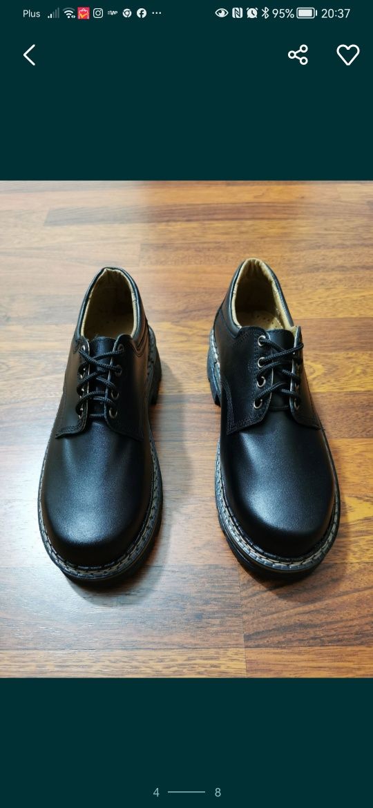 Buty Męskie Extra Mocne Gruby Spód Skórzane