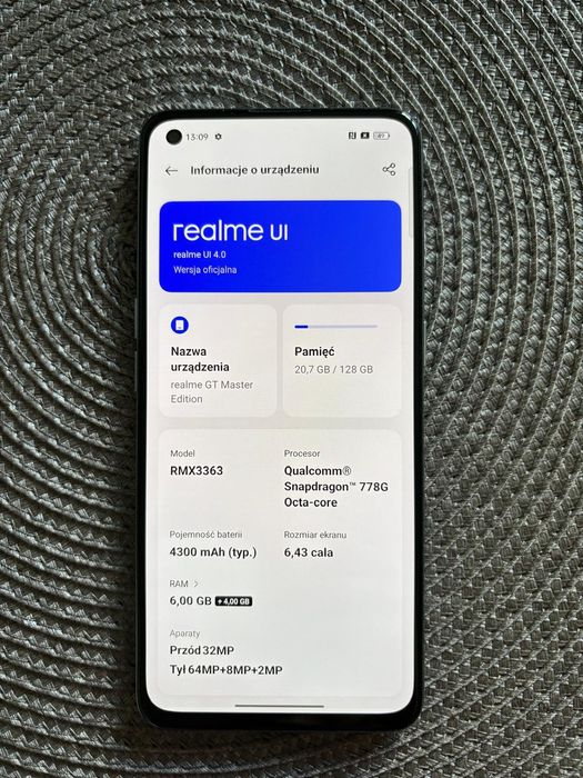 Smartfon telefon Realme GT Master Edition ME 5G biały 6 128 GB 120 Hz