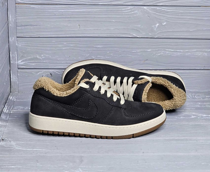 Мужские черные низкие зимние прошитые кожаные кеды / кроссовки!!!