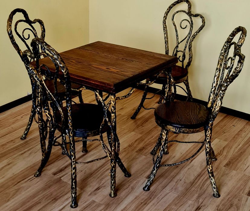 Krzesła i stoły. Kowalstwo artystyczne.