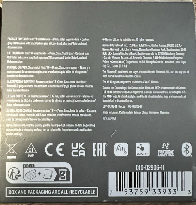 Garmin FENIX 8 solar carbon 47mm ТОРГ