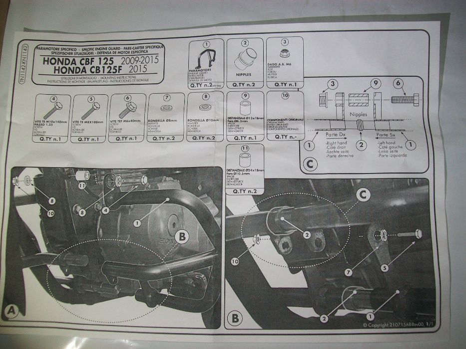 TN1142 CB125F (15>20) i CBF125 (09>14) HONDA GIVI gmole CB 125 CBF