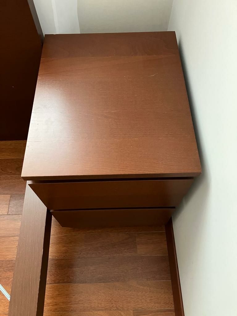 Ikea malm wenge tama łóżko z szafka nocna