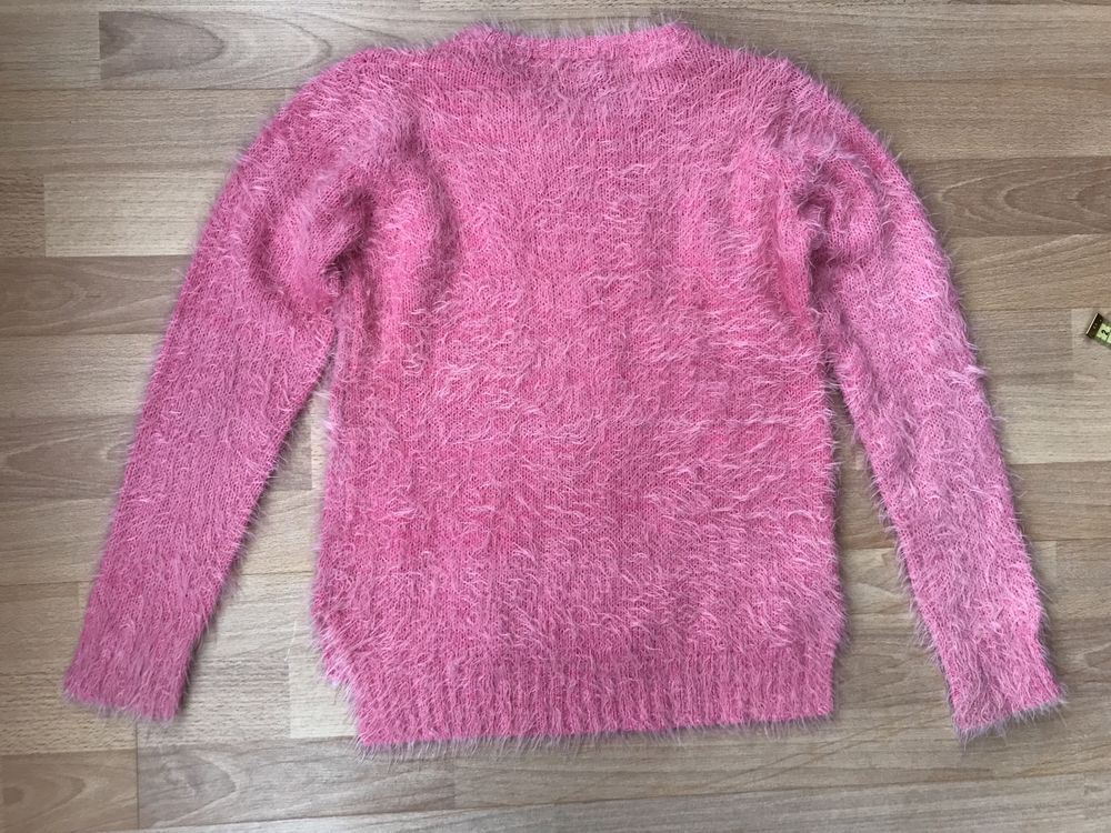Sweter dla dziewczynki angora włochaty miś cekiny 134