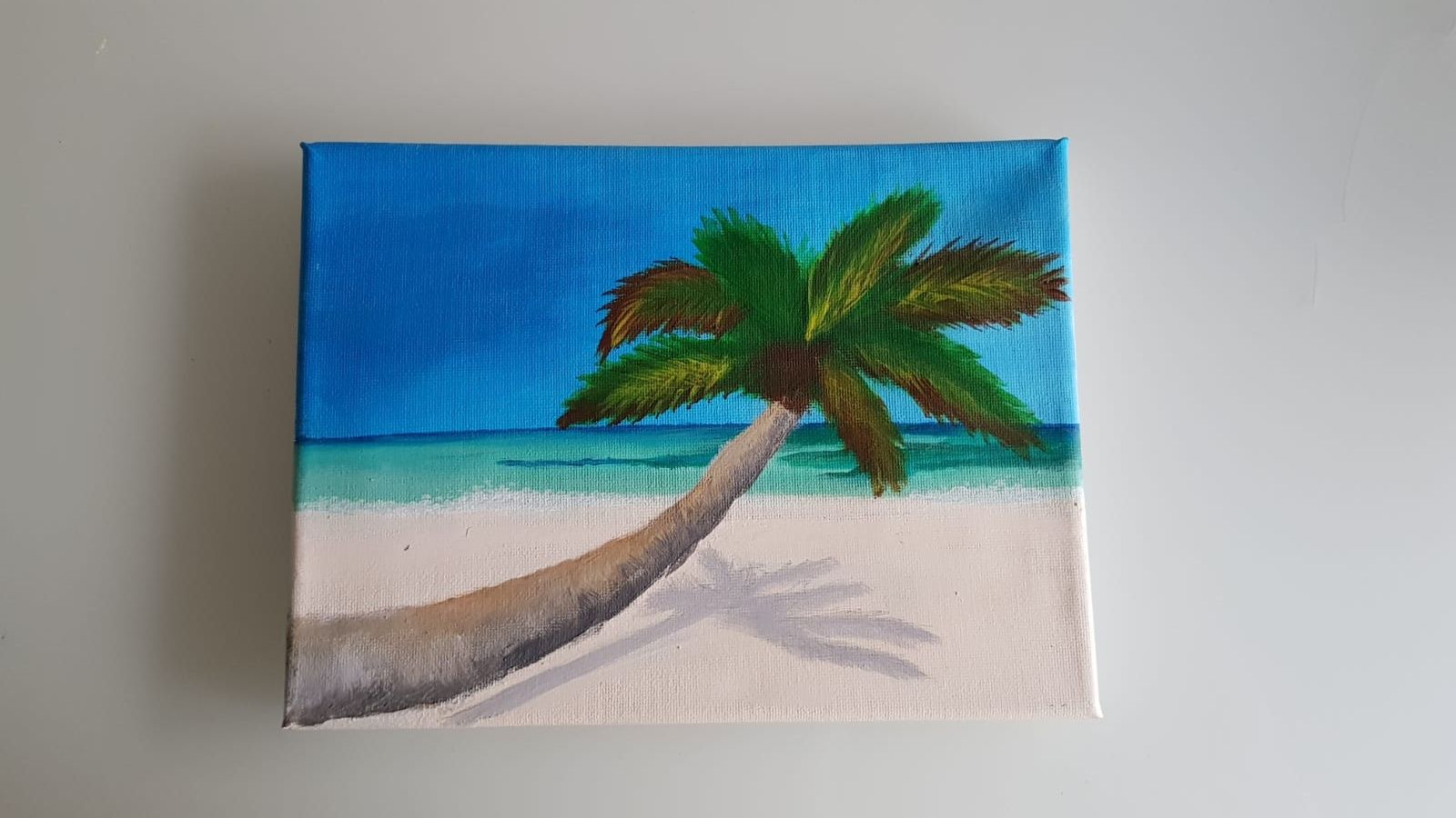Obraz plaża, palma ręcznie malowany Hand made
