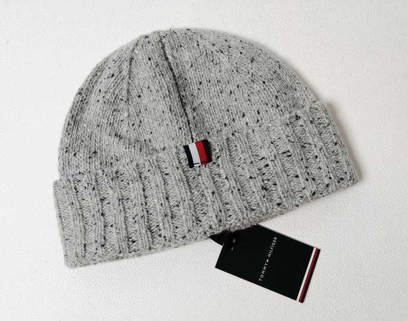 Брендовая мужская шерстяная шапка Tommy Hilfiger оригинал