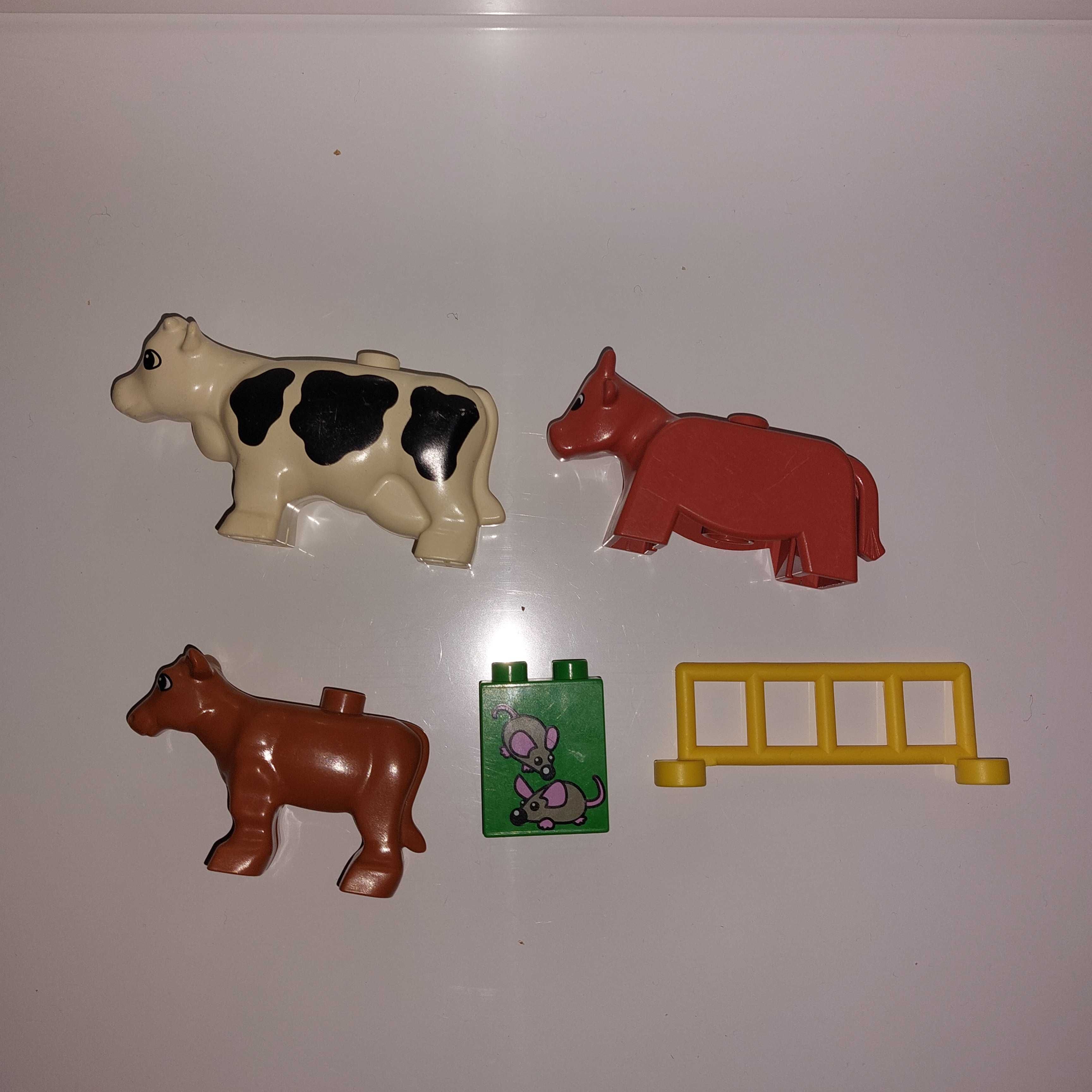 Klocki Lego Duplo krowa cielę myszy płot vintage