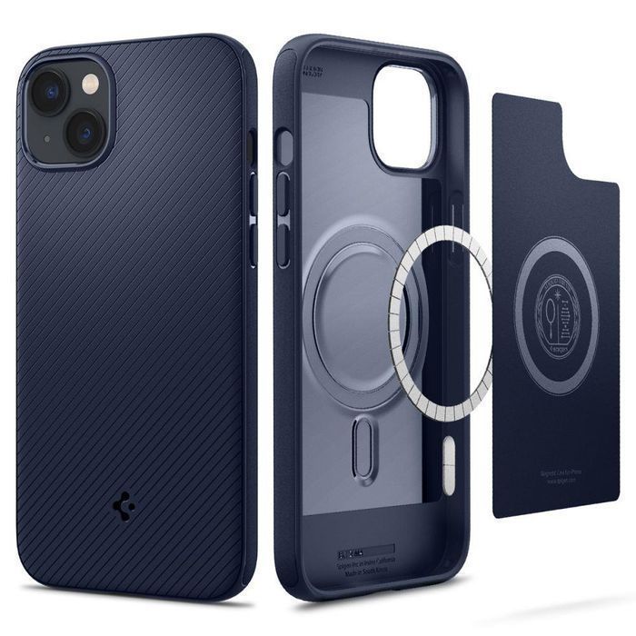 Etui Spigen Mag Armor do iPhone 14, Kevlar, Niebieskie