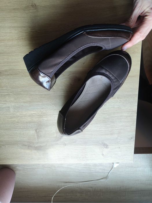 Brązowe wygodne balerinki baleriny damskie na koturnie 36 brąz