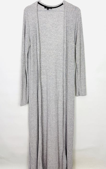 Długi cienki kardigan szary melanż L 40 New Look