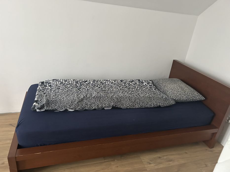 Łóżko Ikea Malm 210x90 z materacem i kompletem poscieli